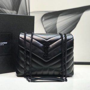 ✅✅YSL Loulou Black Matelassé Leather Medium Bag
